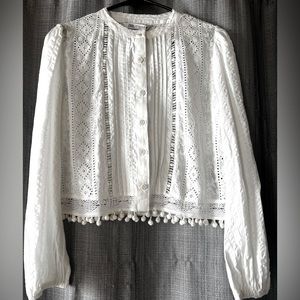 Zara white eyelet top .